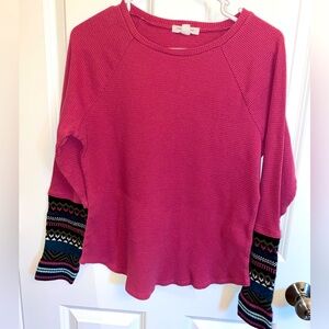 Beach Lunch Lounge Pink Long Sleeved Shirt Size L